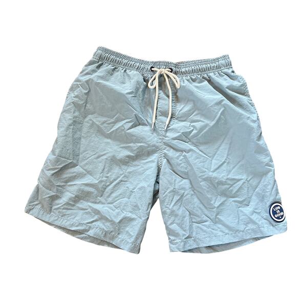Life Is Good Men's Swim Trunks Swimsuit Blue Lined Drawstring - Picture 1 of 10